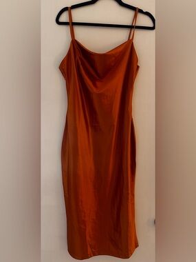 Sleek Satin Slip Dress in Rich Copper